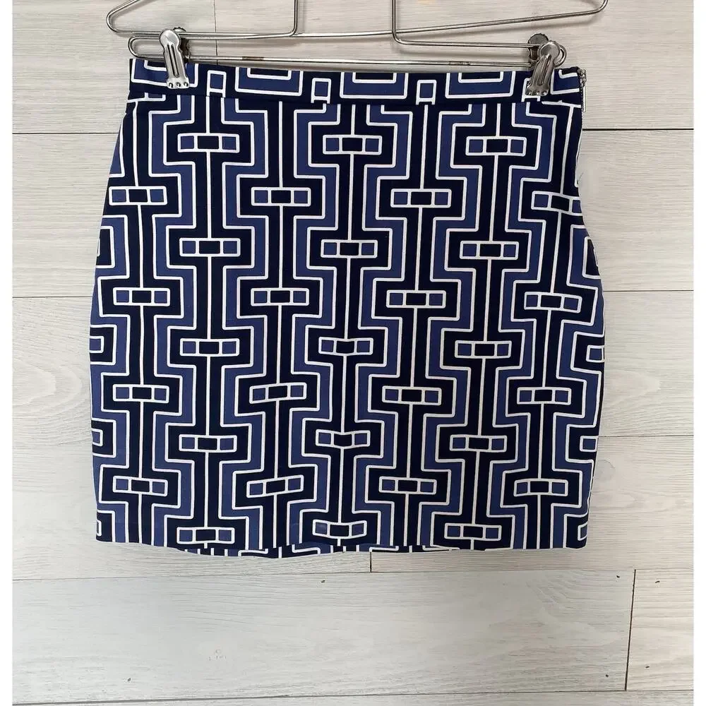 Michael Kors Skirt Womens Size 4 Blue & Black Career Office Work Date Night Mini